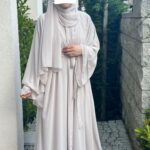 Verda Balon Kol Şifon Abaya
