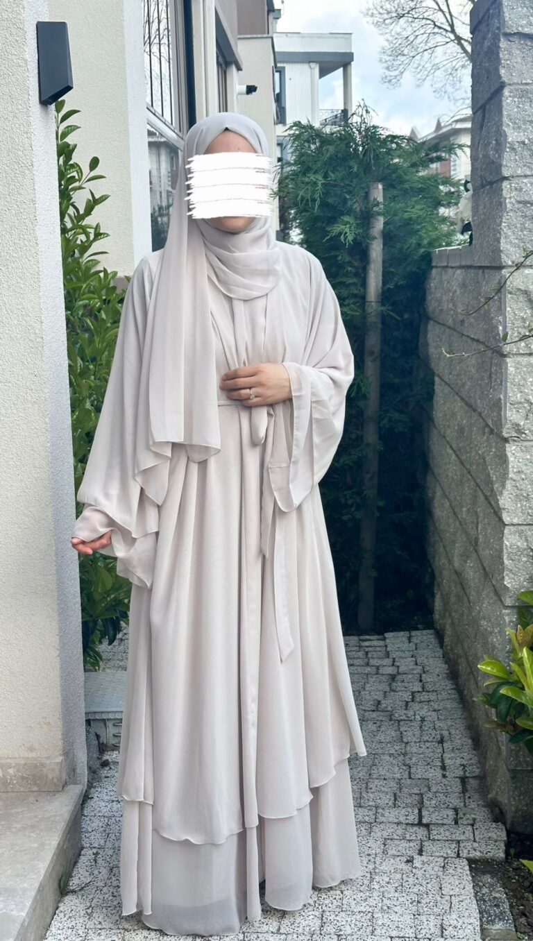 Verda Balon Kol Şifon Abaya