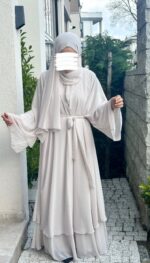 Verda Balon Kol Şifon Abaya