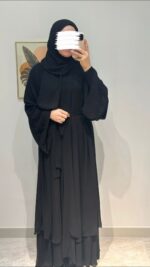 Verda Balon Kol Şifon Abaya